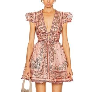 Zimmermann Pink Paisley Mini Dress